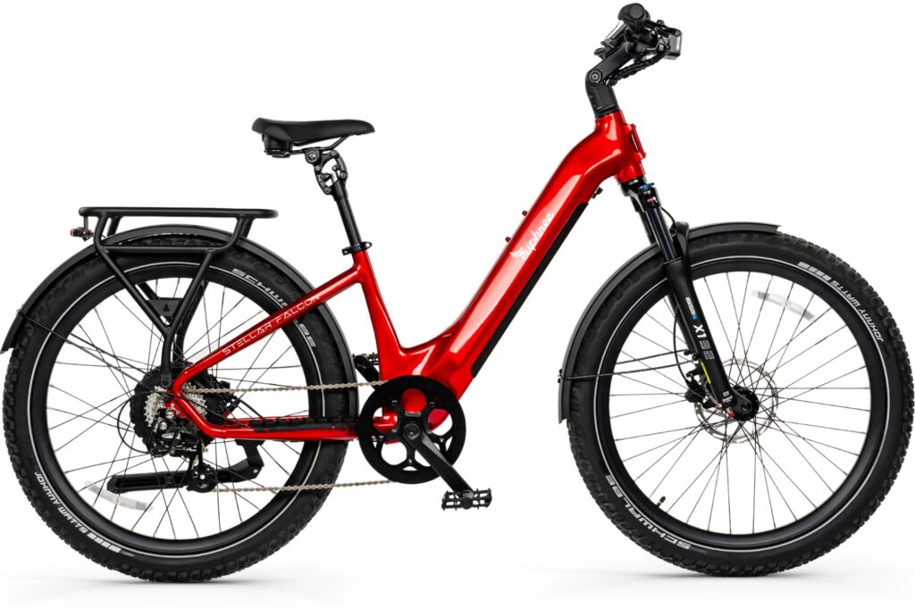 Red Euphree Stellar Falcon step-through ebike.